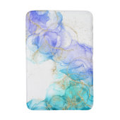 Turquoise alcoholinkt Waterverf en goud Badmat (Voorkant Verticaal)
