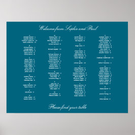 Turquoise Alfabetische Zitplaatskaart Poster