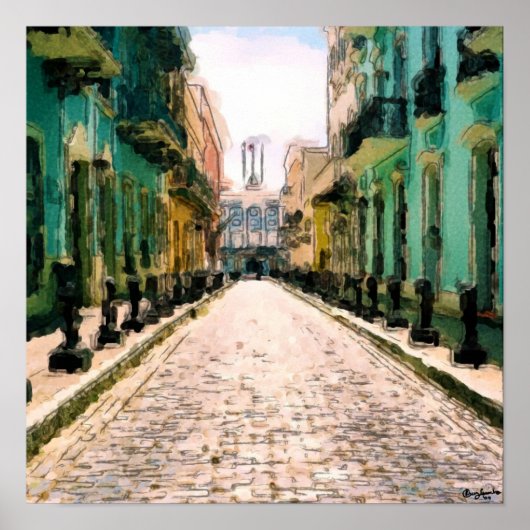 Turquoise Alley - Waterverf Sketch Ondertekend Poster (Voorkant)