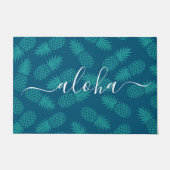 Turquoise aloha script ananaspatroon modern deurmat (Voorkant)