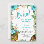Turquoise Aloha Verjaardag, Hawaiian Luau Tropical Kaart (Voorkant)