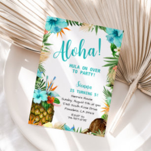 Turquoise Aloha Verjaardag, Hawaiian Luau Tropical Kaart
