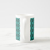 Turquoise and black diamond pattern porselein kop (Achterkant)