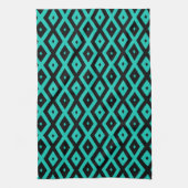 Turquoise and black diamond pattern theedoek (Verticaal)