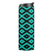 Turquoise and black diamond pattern thermosbeker (Gedraaid links)