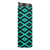 Turquoise and black diamond pattern thermosbeker (Geroteerd rechts)