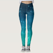 Turquoise and blue gradient starry celestial  leggings (Voorkant)