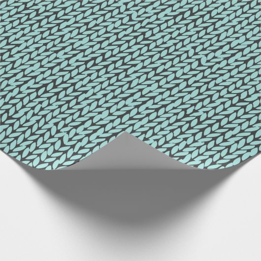 Turquoise and Charcoal Knit Pattern Wrapping Paper Cadeaupapier (Hoek)