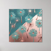  Turquoise and Copper Dandelions Canvas Afdruk (Voorkant)