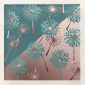  Turquoise and Copper Dandelions Glazen Onderzetter (Voorkant)