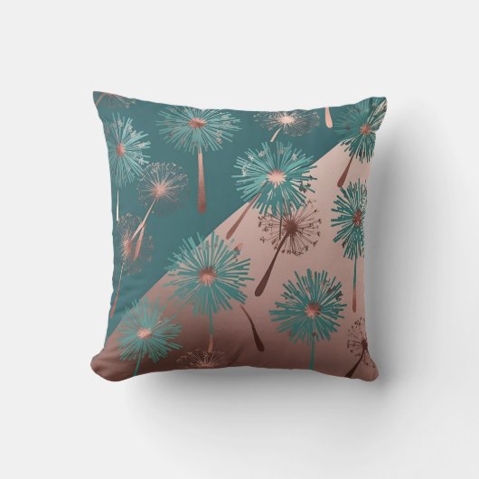  Turquoise and Copper Dandelions Kussen (Voorkant)