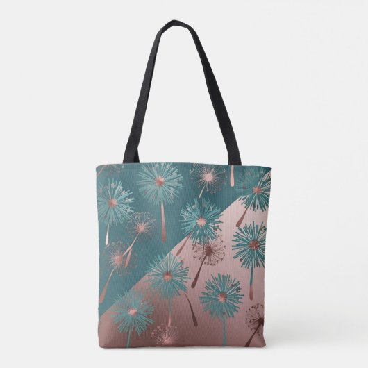  Turquoise and Copper Dandelions Tote Bag (Achterkant)