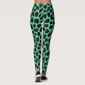 Turquoise And Dark Grey Spots Safari Leopard Print Leggings (Achterkant)