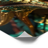 Turquoise and Gold Dragon Face Poster (Hoek)