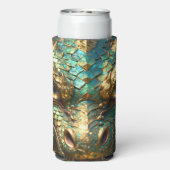 Turquoise and Gold Dragon Face Seltzer Blikjeskoeler (Seltzer Achterkant)