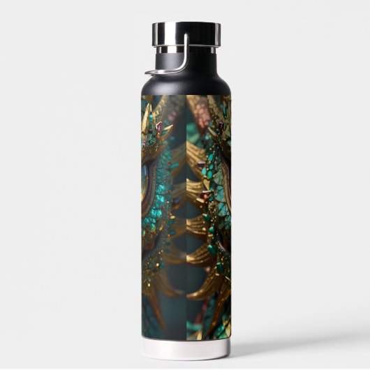 Turquoise and Gold Dragon Face Waterfles (Rechts)