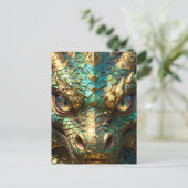 Turquoise and Gold Dragon | Keeping in Touch Briefkaart (Staand voorkant)