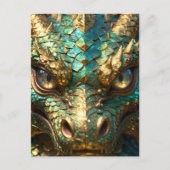 Turquoise and Gold Dragon | Keeping in Touch Briefkaart (Voorkant)