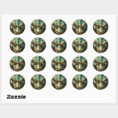 Turquoise and Gold Dragon  Ronde Sticker (Vel)