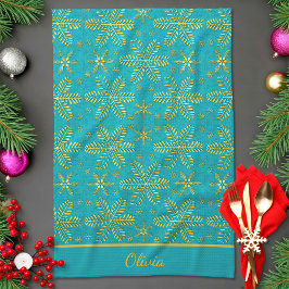 Turquoise and Gold Personalized Theedoek