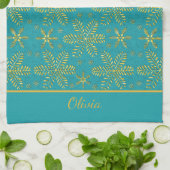 Turquoise and Gold Personalized Theedoek (Gevouwen)