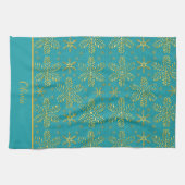 Turquoise and Gold Personalized Theedoek (Horizontaal)