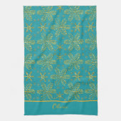 Turquoise and Gold Personalized Theedoek (Verticaal)