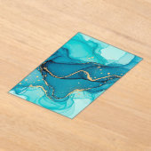 Turquoise and Teal Alcohol Ink Abstract with Gold  Acryl Uitnodigingen (Laagn)