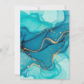 Turquoise and Teal Alcohol Ink Abstract with Gold  Bedankkaart (Achterkant)