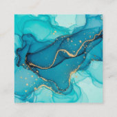 Turquoise and Teal Alcohol Ink Abstract with Gold  Informatiekaartje (Achterkant)