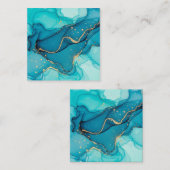 Turquoise and Teal Alcohol Ink Abstract with Gold  Informatiekaartje (Voorkant / Achterkant)
