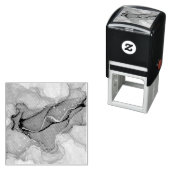 Turquoise and Teal Alcohol Ink Abstract with Gold  Zelfinktende Stempel (In situ)