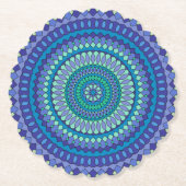 Turquoise and teal blue mandala  kartonnen onderzetters (Voorkant)