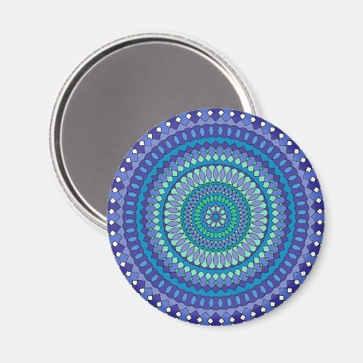 Turquoise and teal blue mandala  magneet (Voorkant / Achterkant)