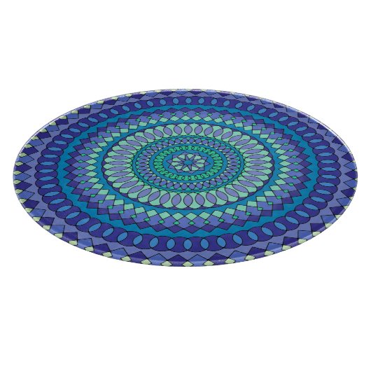 Turquoise and teal blue mandala snijplank (Hoek)