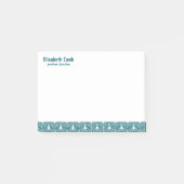 Turquoise and White Art Deco Pattern, Custom Text Post-it® Notes (Voorkant)
