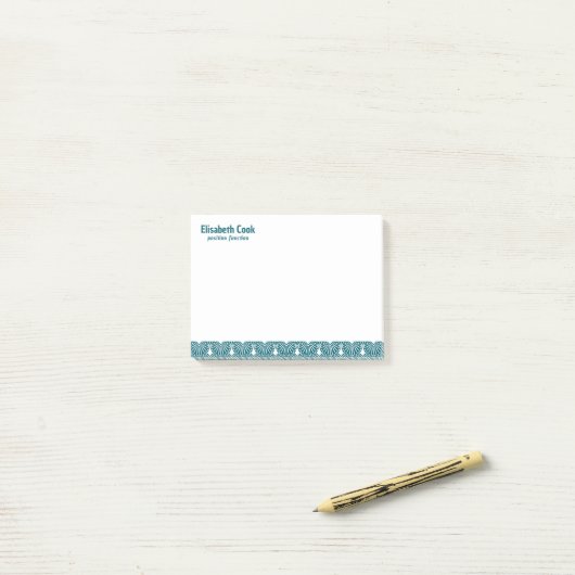Turquoise and White Art Deco Pattern, Custom Text Post-it® Notes (Op bureau)
