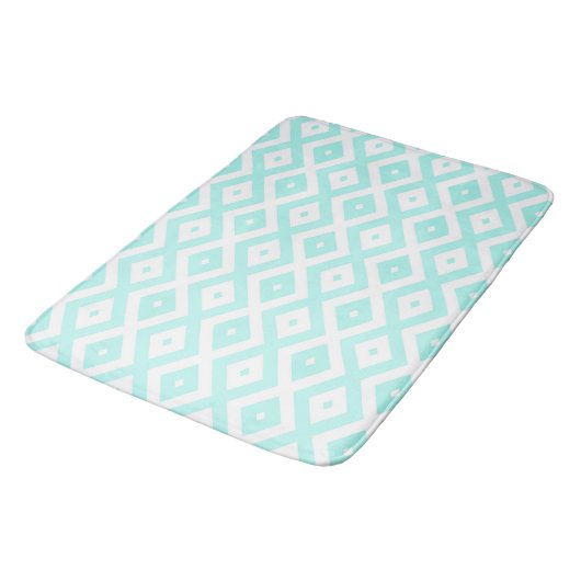 Turquoise and white diamond pattern badmat (Gekanteld)