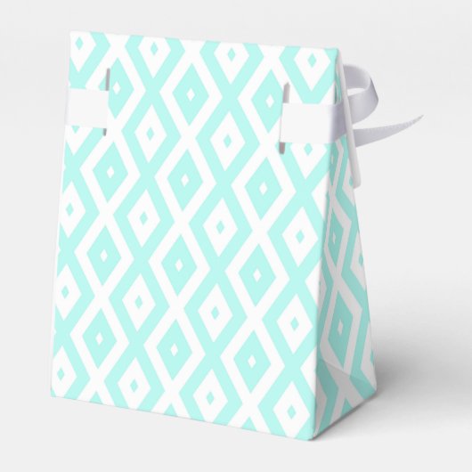 Turquoise and white diamond pattern bedankdoosjes (Achterkant)