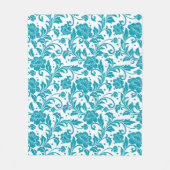 Turquoise and White Floral Damask Pattern Fleece Deken (Voorkant)