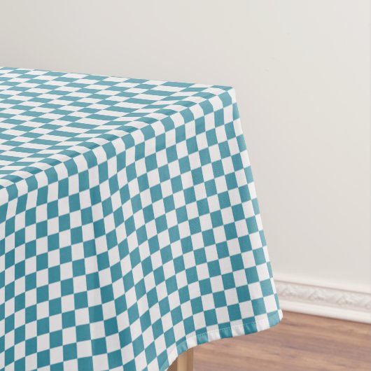 Turquoise and White Gingham Checkered Tafelkleed (Voorbeeld)