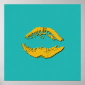 Turquoise and Yellow Kissing Lips Poster (Voorkant)