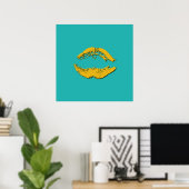 Turquoise and Yellow Kissing Lips Poster (Thuiskantoor)