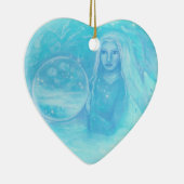 Turquoise Angel w Twin Babies kerstversiering Keramisch Ornament (Rechts)