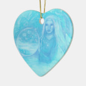 Turquoise Angel w Twin Babies kerstversiering Keramisch Ornament (Links)