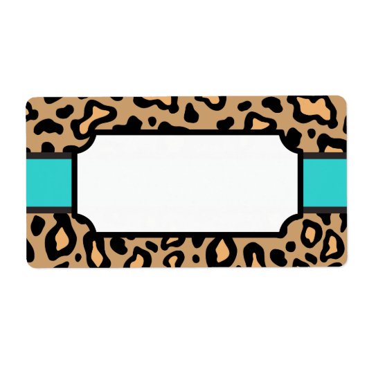 Turquoise Animal Leopard Print Labels (Voorkant)