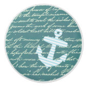 Turquoise Anker Nautische Lade knop (Voorkant)