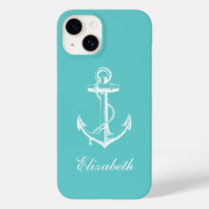 Turquoise  ankermonogram Case-Mate iPhone case