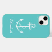 Turquoise  ankermonogram Case-Mate iPhone case (Achterkant (horizontaal))