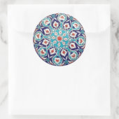 Turquoise Antiek Bloemen Mozaïek Tegel Ronde Sticker (Tas)